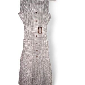 Maison Tara Gingham Midi Dress with Belt